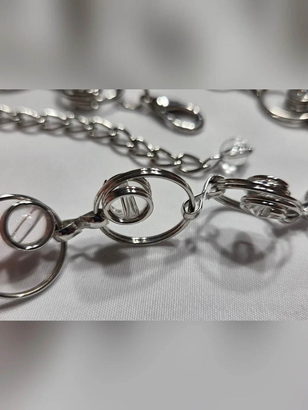 Elegant Silver-Tone Crystal Circle-Link Belt - Women Accessories